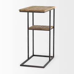 Ronin Black Rectangle 2-Tier Wood Metal Accent Table - Ornate Home