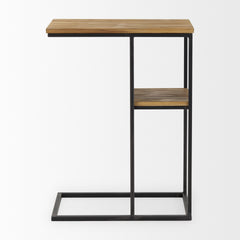Ronin Black Rectangle 2-Tier Wood Metal Accent Table - Ornate Home