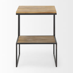 Ronin Black Square 2-Tier Wood Metal Accent Table - Ornate Home