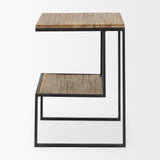 Ronin Black Square 2-Tier Wood Metal Accent Table - Ornate Home