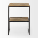 Ronin Black Square 2-Tier Wood Metal Accent Table - Ornate Home