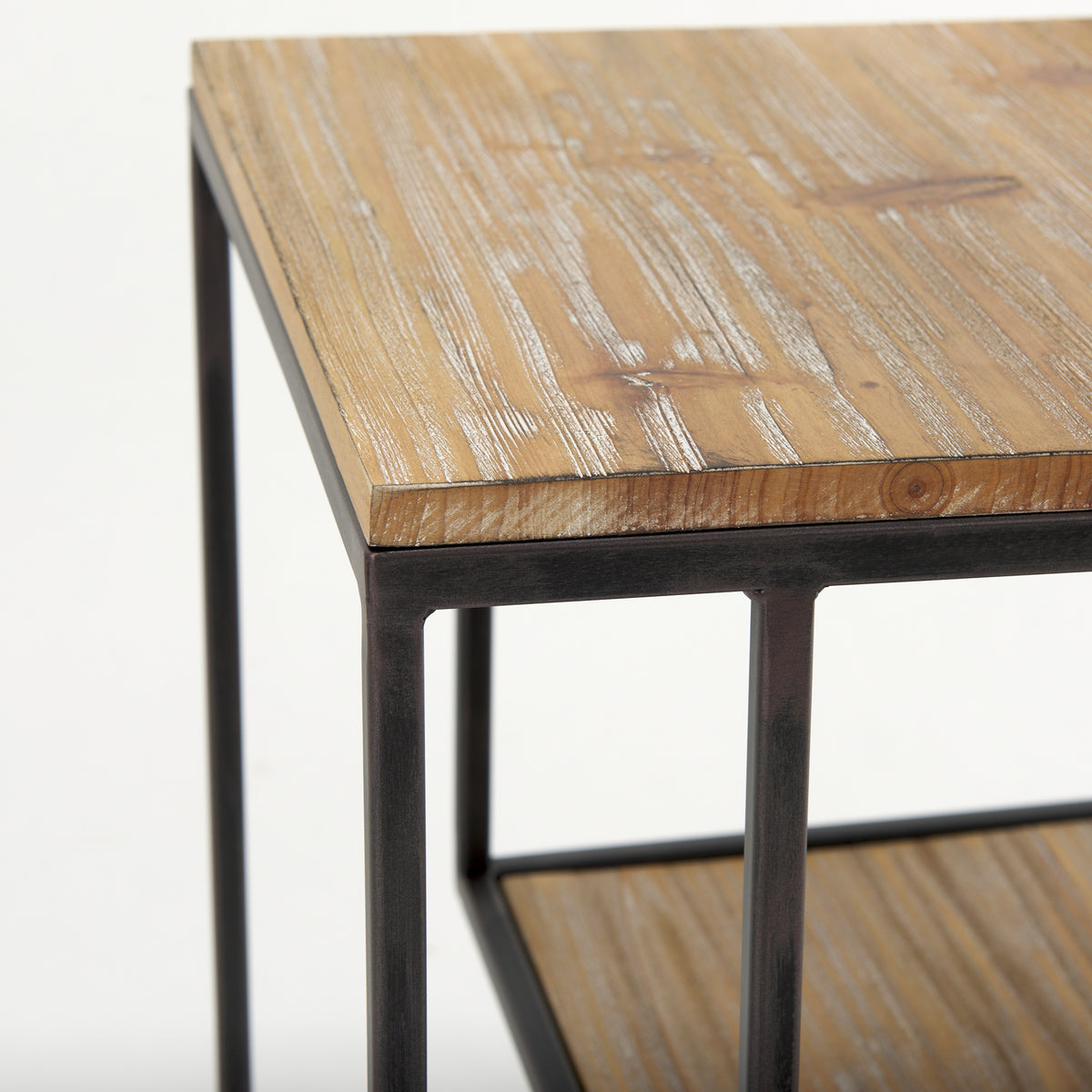 Ronin Black Square 2-Tier Wood Metal Accent Table - Ornate Home