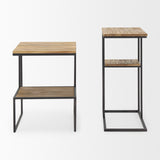 Ronin Black Square 2-Tier Wood Metal Accent Table - Ornate Home