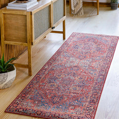 Ronneby Red Traditional Area Rug - Ornate Home