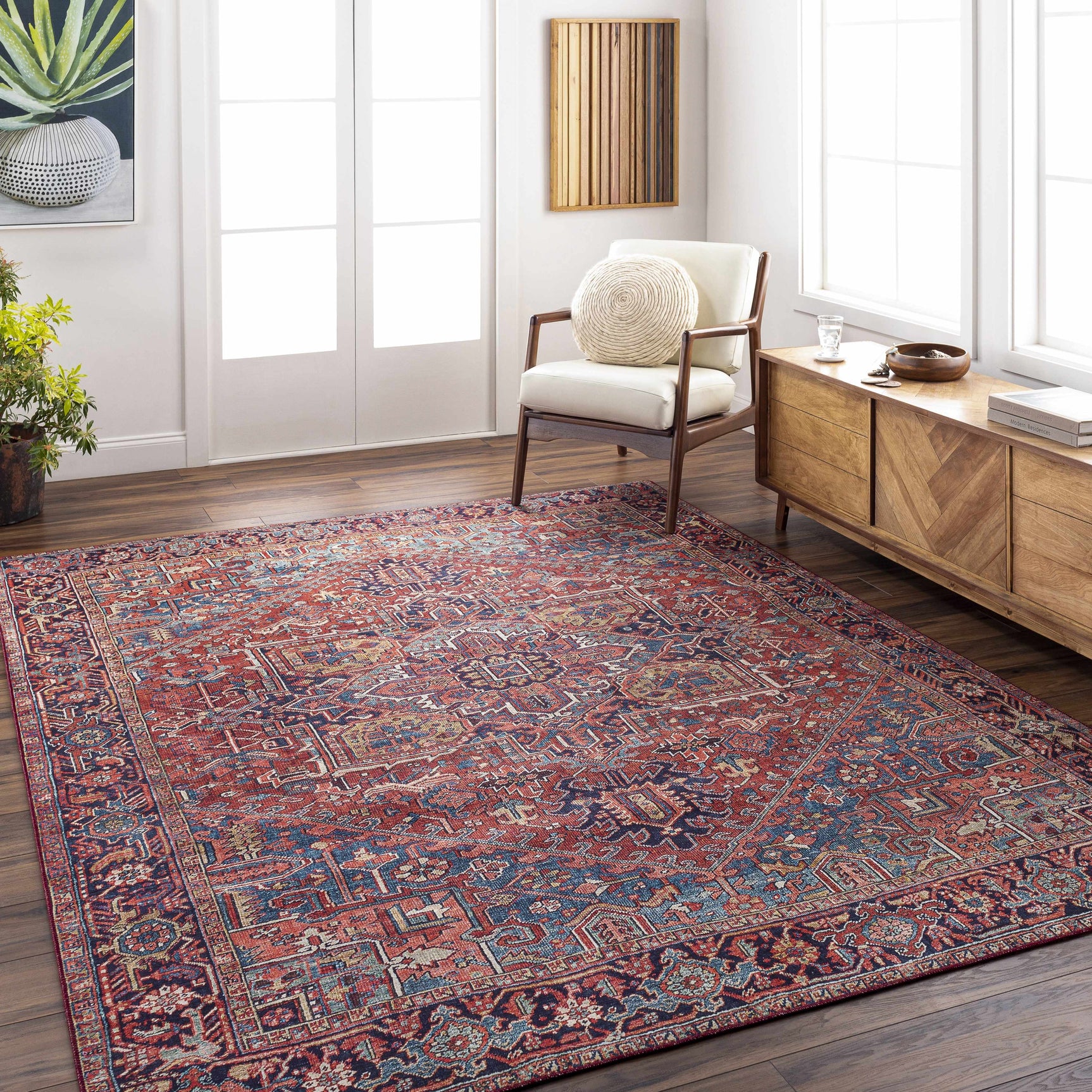 Ronneby Red Traditional Area Rug - Ornate Home