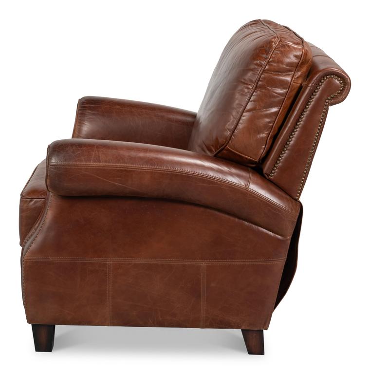 Roosevelt Brown Leather Recliner - Ornate Home
