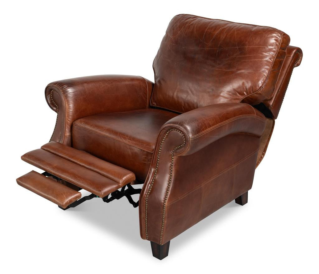 Roosevelt Brown Leather Recliner - Ornate Home