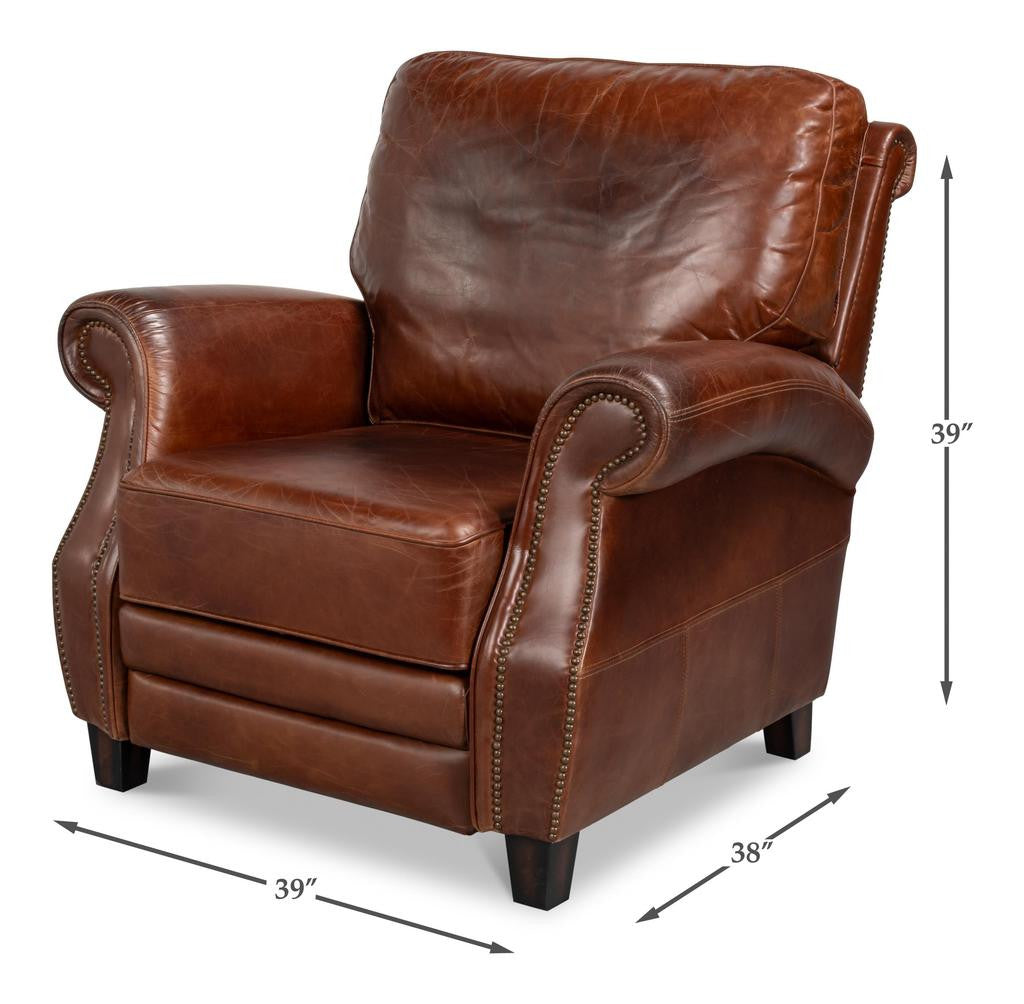 Roosevelt Brown Leather Recliner - Ornate Home