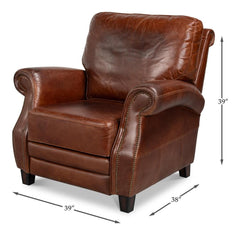 Roosevelt Brown Leather Recliner - Ornate Home