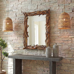 Rooted Reflection Woodtone Natural Mirror - Ornate Home