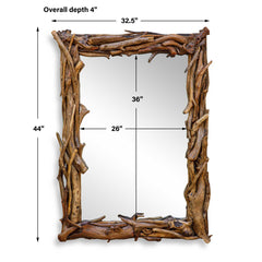 Rooted Reflection Woodtone Natural Mirror - Ornate Home