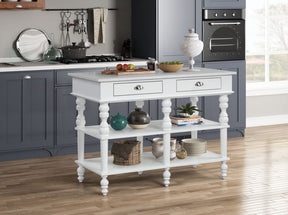 Rorratt Faux Marble & White Kitchen Island - Ornate Home