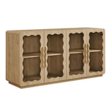 Rory Light Oak 62 Inch Four-Door Scalloped Glass Sideboard
