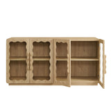 Rory Light Oak 62 Inch Four-Door Scalloped Glass Sideboard