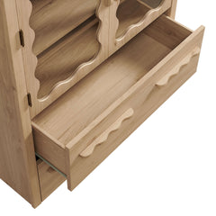 Rory Light Oak 76 Inch Arched Kitchen Pantry Display Cabinet - Ornate Home