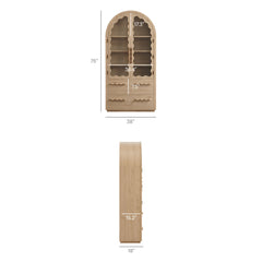 Rory Light Oak 76 Inch Arched Kitchen Pantry Display Cabinet - Ornate Home