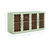 Rory Sage Walnut 62 Inch Four-Door Scalloped Glass Sideboard