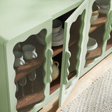 Rory Sage Walnut 62 Inch Four-Door Scalloped Glass Sideboard