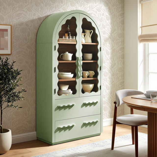 Rory Sage Walnut 76 Inch Arched Display Cabinet