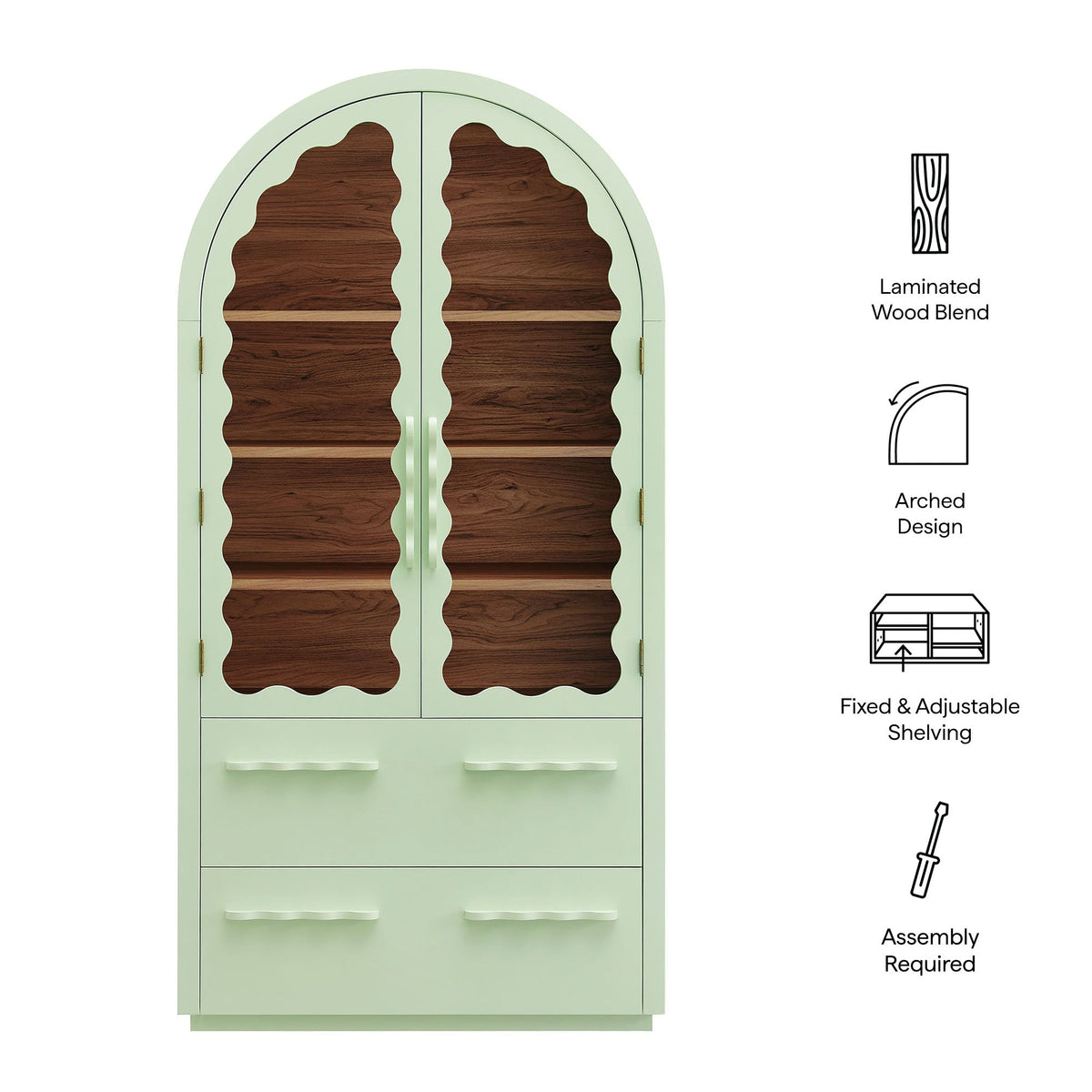 Rory Sage Walnut 76 Inch Arched Display Cabinet