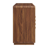 Rory Walnut 62 Inch Four-Door Scalloped Glass Sideboard