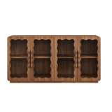 Rory Walnut 62 Inch Four-Door Scalloped Glass Sideboard