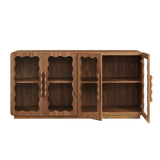 Rory Walnut 62 Inch Four-Door Scalloped Glass Sideboard