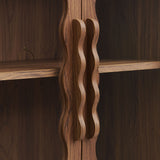 Rory Walnut 62 Inch Four-Door Scalloped Glass Sideboard