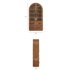 Rory Walnut 76 Inch Arched Kitchen Pantry Display Cabinet - Ornate Home