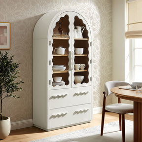 Rory White Oak 76 Inch Arched Display Cabinet
