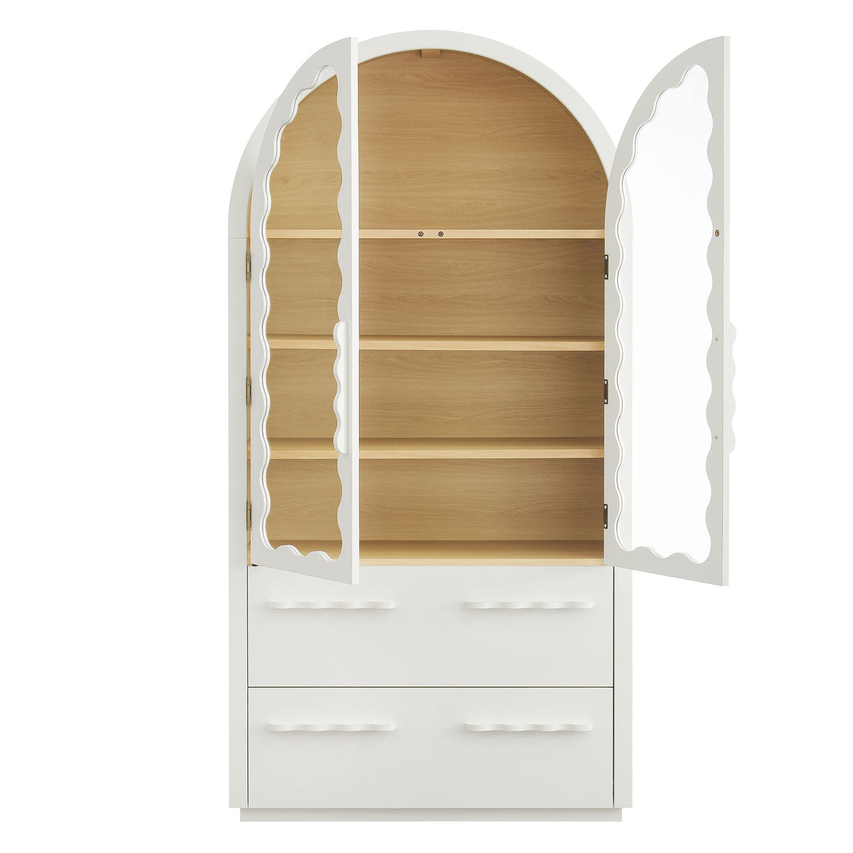 Rory White Oak 76 Inch Arched Display Cabinet