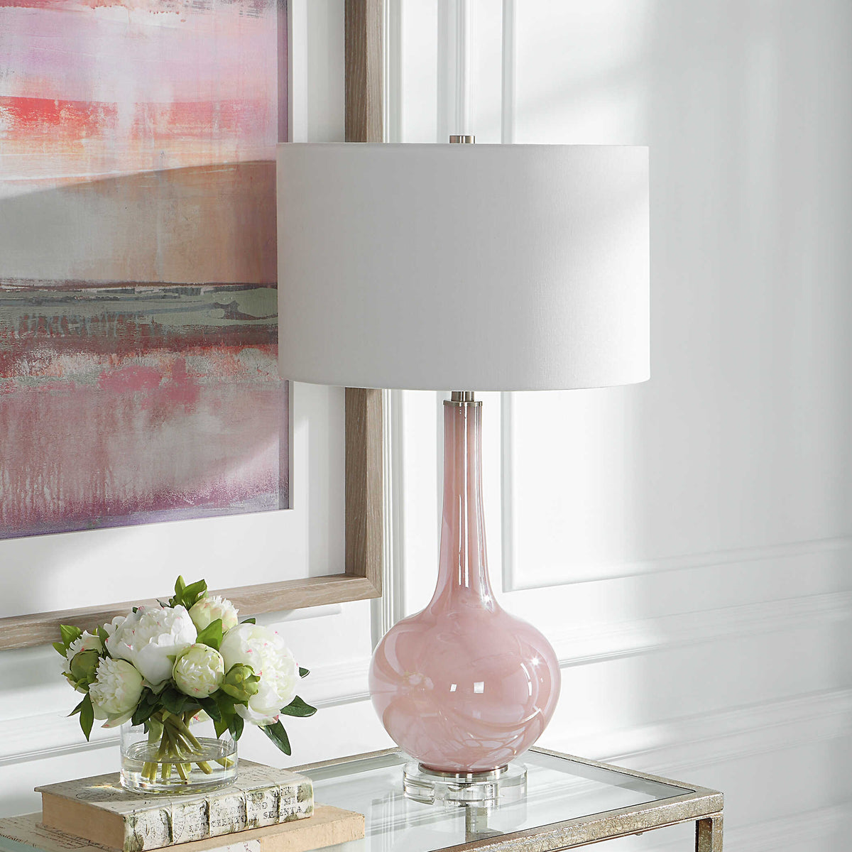 Rosa Pink Glass Table Lamp - Ornate Home