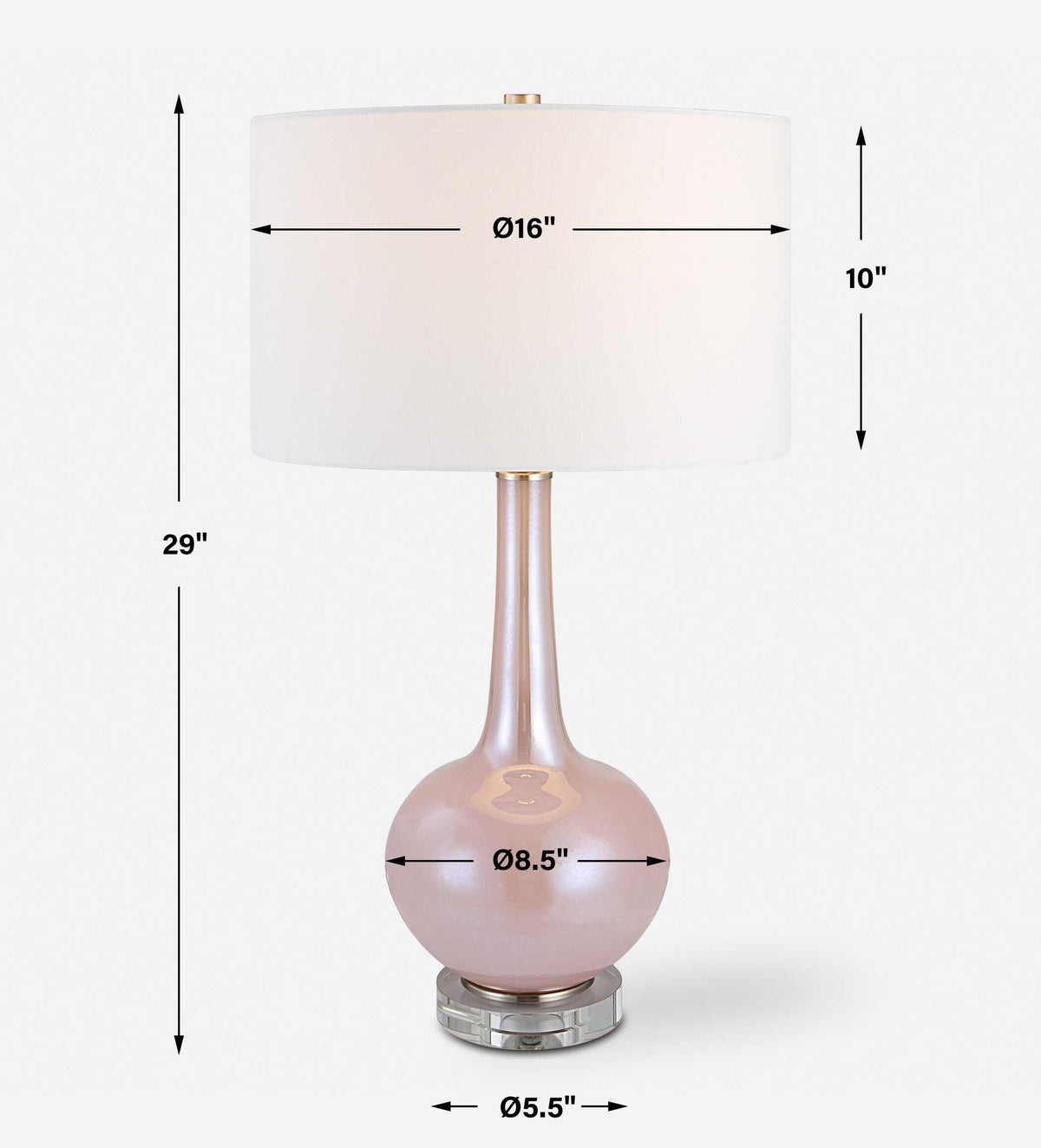 Rosa Pink Glass Table Lamp - Ornate Home
