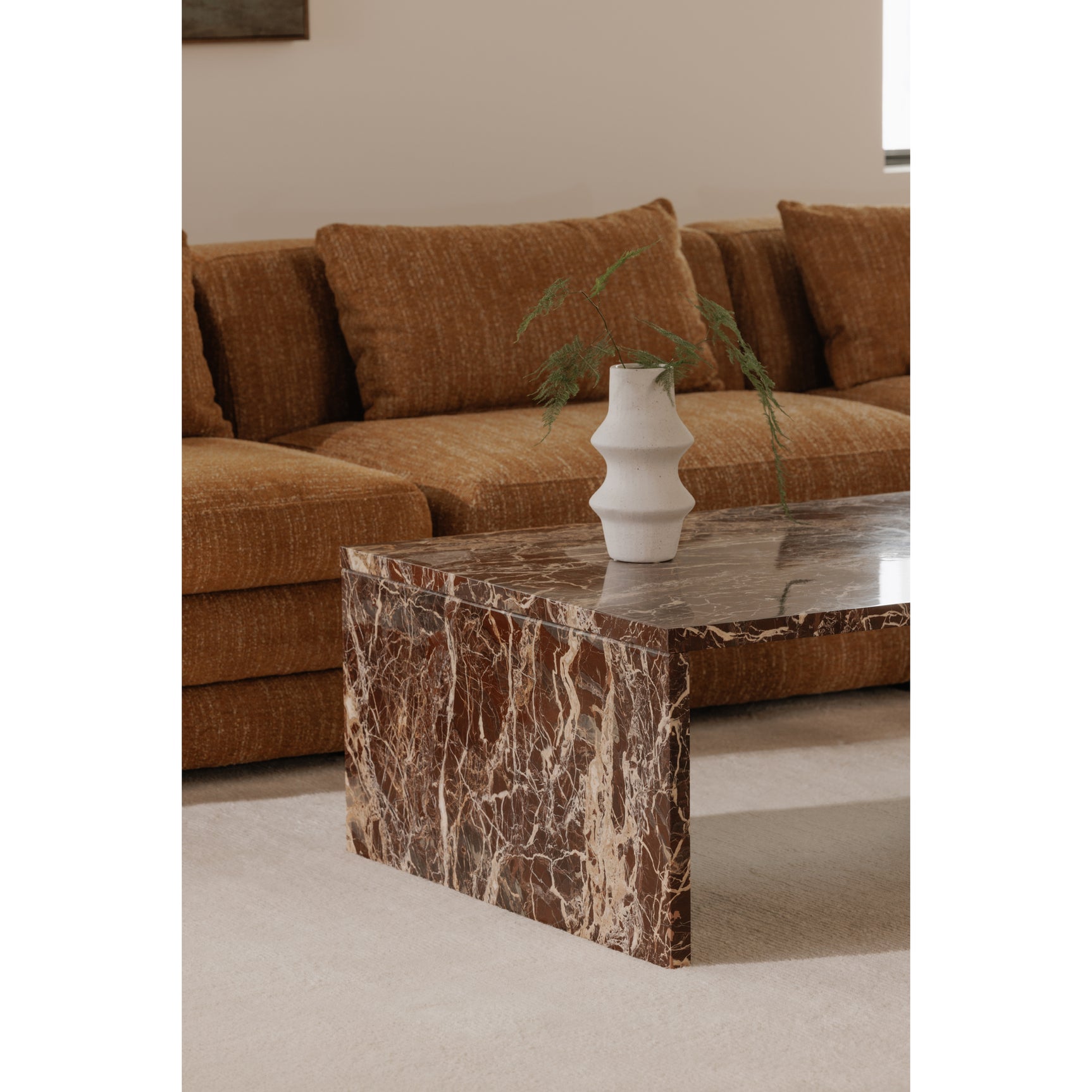 Rosa Rosso Levanto Marble Coffee Table - Ornate Home