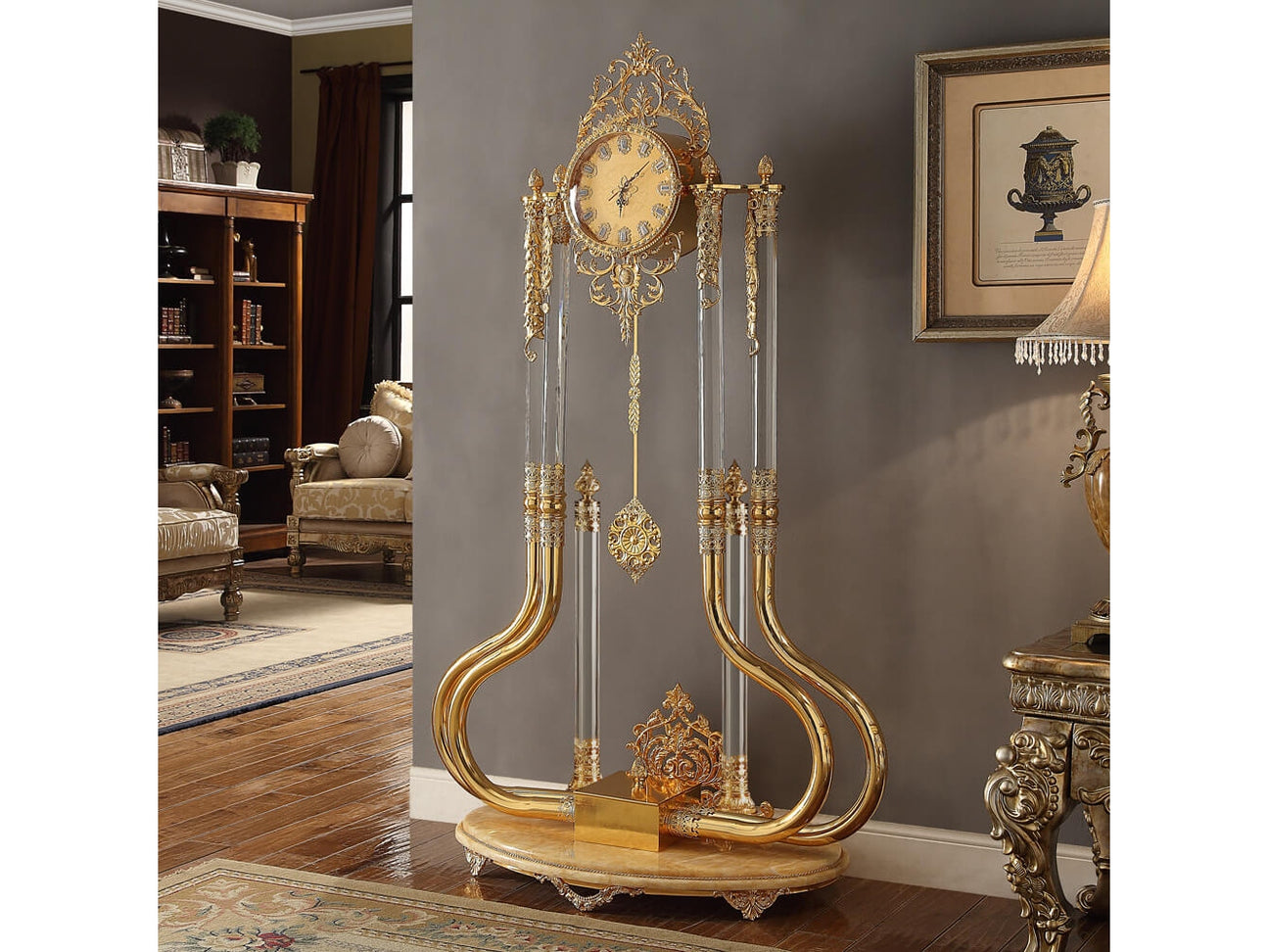 Rosalba Metallic Gold Clock  / HD-8809 - Ornate Home