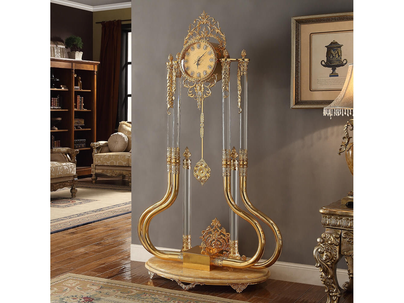 Rosalba Metallic Gold Clock  / HD-8809 - Ornate Home