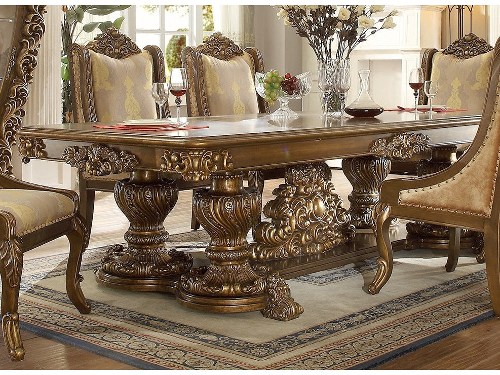 Rosalia Antique Gold & Pefect Brown Rectangular Dining Table  / HD-8011 - Ornate Home