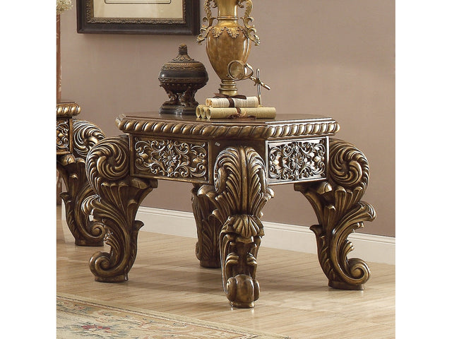 Rosalia Antique Gold & Perfect Brown End Table  / HD-8011 - Ornate Home
