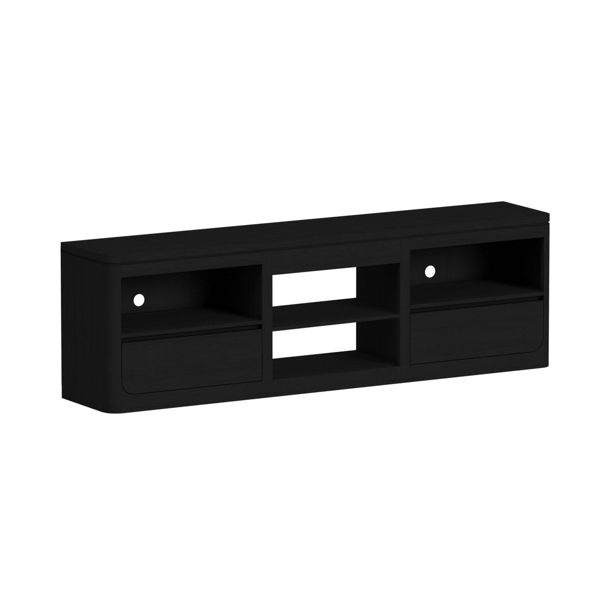 Rosalie Black 3-Piece Entertainment Center with 82" TV Console - Ornate Home