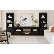 Rosalie Black 3-Piece Entertainment Center with 82" TV Console - Ornate Home