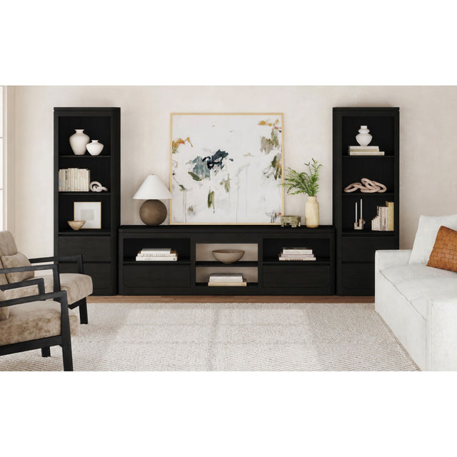 Rosalie Black 3-Piece Entertainment Center with 82" TV Console - Ornate Home