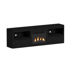 Rosalie Black 4-Piece Entertainment Center with 82" TV Console - Ornate Home