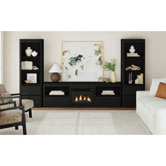 Rosalie Black 4-Piece Entertainment Center with 82" TV Console - Ornate Home