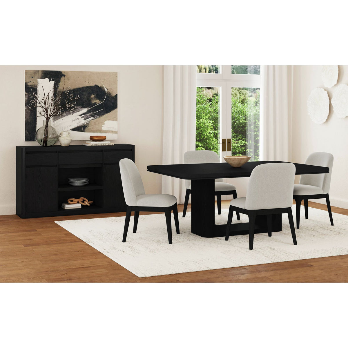 Rosalie Black 5-Piece Standard Height Dining Set with Table & Four Chairs - Ornate Home