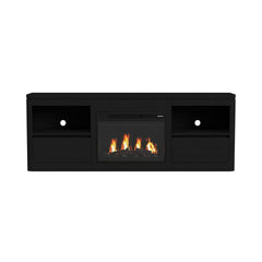 Rosalie Black 71" TV Console with Fireplace Insert - Ornate Home