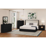 Rosalie Black Nightstand with USB and LED - Ornate Home
