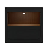 Rosalie Black Nightstand with USB and LED - Ornate Home