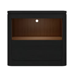 Rosalie Black Nightstand with USB and LED - Ornate Home