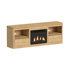 Rosalie Natural 71" TV Console with Fireplace Insert - Ornate Home