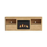 Rosalie Natural 71" TV Console with Fireplace Insert - Ornate Home